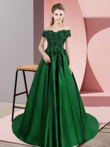 Great A-line Sleeveless Dark Green Sweet 16 Quinceanera Dress Court Train Zipper