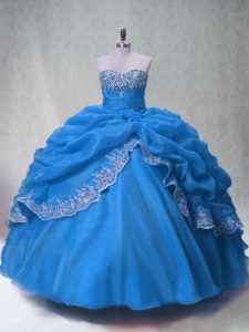 Top Selling Sleeveless Lace Up Floor Length Beading and Appliques and Pick Ups 15 Quinceanera Dress