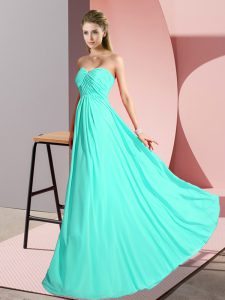 Aqua Blue Sweetheart Lace Up Ruching Dress for Prom Sleeveless