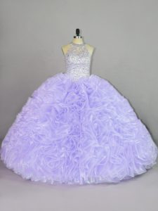 Ball Gowns Quinceanera Gown Lavender Halter Top Organza Sleeveless Lace Up