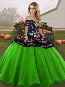 New Arrival Green Sleeveless Tulle Lace Up Quinceanera Gown for Military Ball and Sweet 16 and Quinceanera