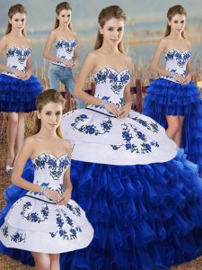 Enchanting Floor Length Royal Blue 15 Quinceanera Dress Sweetheart Sleeveless Lace Up