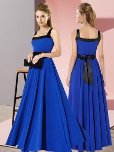 Enchanting Royal Blue Zipper Square Belt Dama Dress Chiffon Sleeveless