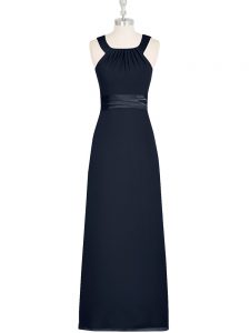 Traditional Floor Length Black Prom Evening Gown Straps Sleeveless Zipper