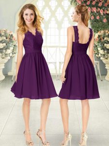 Hot Selling Purple Off The Shoulder Neckline Lace Prom Dress Sleeveless Zipper