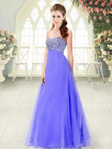 Dazzling Tulle Sweetheart Sleeveless Lace Up Beading Dress for Prom in Lavender