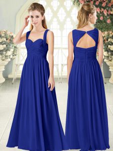 Gorgeous Floor Length Empire Sleeveless Royal Blue Prom Dresses Zipper