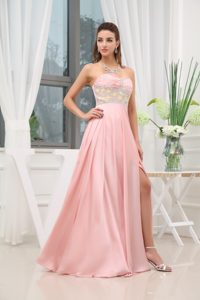 Sweetheart Beaded Slitted Baby Pink Prom Dress in Lancashire