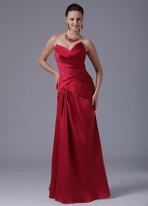 Cheap Brush Train V-neck Wine Red Long Dress for Prom Queen