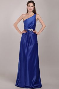 Beading Accent One Shoulder Prom Party Dress in Royal Blue 2014