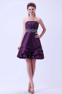 Popular Strapless Dark Purple Short Prom Dress in Montgomery