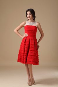 Red Prom Dama Dresses for Quince Dress with Beading and Layers