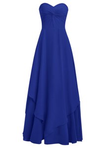 Royal Blue Sleeveless Ruffles Floor Length Dress for Prom