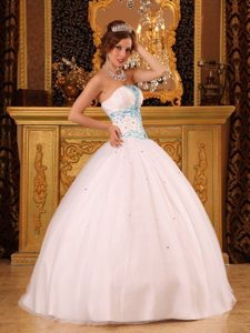 Ruched Strapless Beading Floor-length White Back Out Quinceaneras Dresses