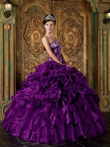 Design Ruffled Appliqued Purple Sweet 15 Dresses Wholesale
