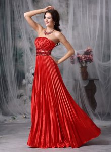 Red Pleated Long Prom Evening Dress Stores in Worcestershire