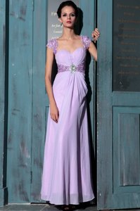Hot Selling Sleeveless Floor Length Beading Zipper Prom Gown with Lavender