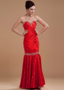 New Arrival Column Sweetheart Beaded Wine Red Dress for Prom