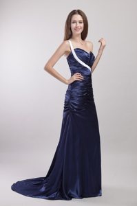 One Shoulder Brush Train Prom Gown Dresses Ruching Sweetheart for 2013