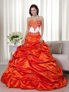 Appliques and Pick ups Accent Orange Red 16 Quinceanera Dresses