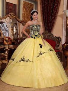Saratoga CA Yellow Quinceanera Gown Dresses with Embroidery