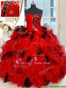 Sleeveless Lace Up Floor Length Beading and Ruffles and Sequins Sweet 16 Dresses