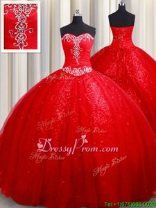 Pretty Sleeveless Lace Up Beading Quinceanera Gown