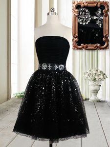 Cute Sleeveless Zipper Mini Length Beading and Sequins Prom Evening Gown
