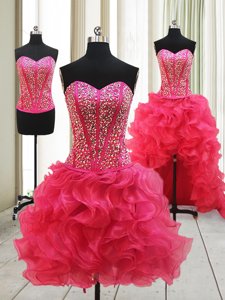 Low Price Sweetheart Sleeveless Organza Prom Dresses Beading Lace Up