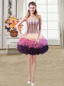 Fantastic Mermaid Multi-color Sweetheart Neckline Beading and Ruffles Prom Evening Gown Sleeveless Lace Up