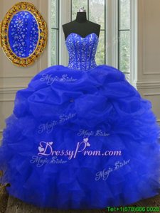 Cute Floor Length Royal Blue 15 Quinceanera Dress Sweetheart Sleeveless Lace Up