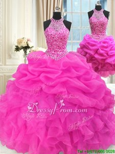 On Sale Sleeveless Lace Up Floor Length Beading and Pick Ups Quinceanera Dress