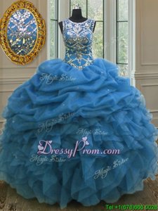 Flirting Sleeveless Beading and Ruffles and Pick Ups Lace Up Sweet 16 Quinceanera Dress
