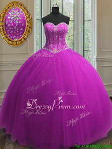 Most Popular Purple Sweetheart Neckline Beading and Sequins Quince Ball Gowns Sleeveless Lace Up