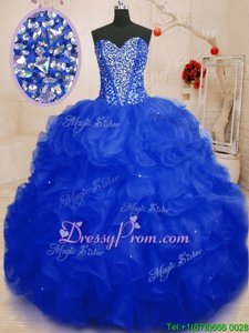 Pretty Sleeveless Beading and Ruffles Lace Up Quinceanera Gowns