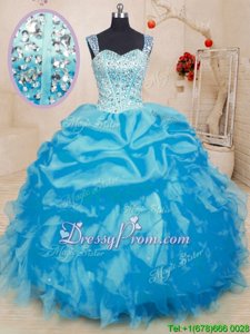 Noble Floor Length Ball Gowns Sleeveless Baby Blue Ball Gown Prom Dress Lace Up