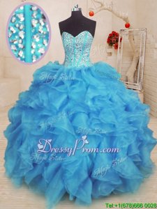 Beautiful Ball Gowns Ball Gown Prom Dress Baby Blue Sweetheart Organza Sleeveless Floor Length Lace Up