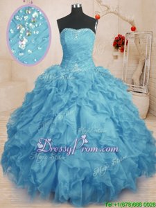 Vintage Sweetheart Sleeveless Organza Quinceanera Dress Beading and Ruffles and Ruching Lace Up