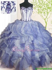 Top Selling Sweetheart Sleeveless Organza Quinceanera Dresses Beading and Ruffles Lace Up