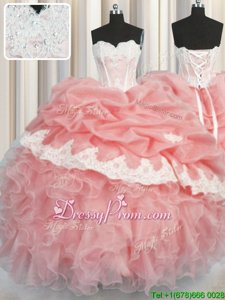 Best Selling Floor Length Ball Gowns Sleeveless Watermelon Red and Baby Pink Sweet 16 Quinceanera Dress Lace Up