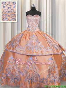 Floor Length Ball Gowns Sleeveless Orange Quinceanera Dress Lace Up