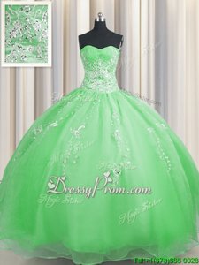Adorable Sleeveless Lace Up Floor Length Beading and Appliques Sweet 16 Dresses