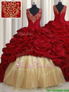 Amazing Sleeveless Sweep Train Lace Up Beading and Appliques and Pick Ups Ball Gown Prom Dress