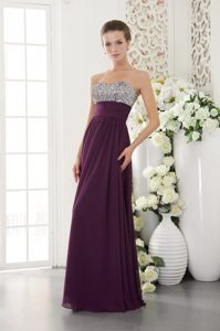 Pacifica CA Dark Purple Long Prom Evening Dresses with Beading
