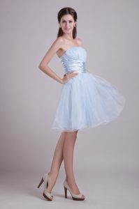 Beading and Ruches Accent Prom Evening Dress in Light Blue 2014
