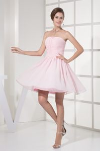 Light Pink Strapless Dresses for Prom Princess with Beading Ruches
