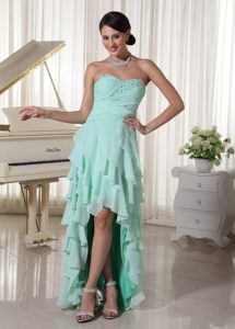 Fashionable Multi-tiered Prom Party Dress Beaded Sweetheart High-low