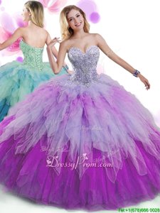 Charming Sleeveless Beading and Ruffles Lace Up Quinceanera Gowns