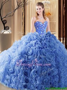 Captivating Aqua Blue Sleeveless Beading and Ruffles Floor Length Sweet 16 Dress