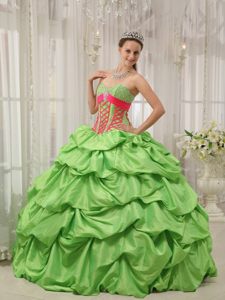 Beading and Pick ups Accent Quinceanera Gown in Spring Green